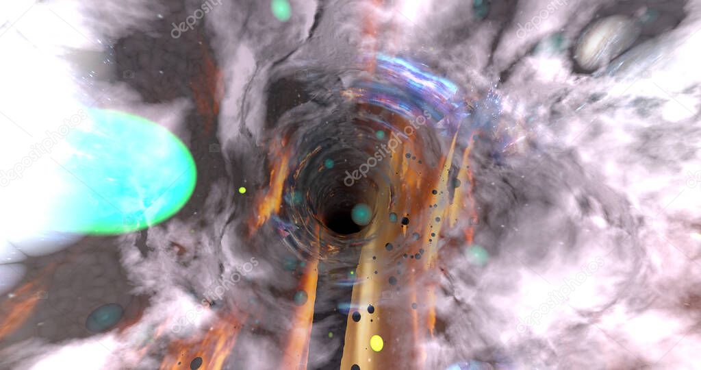 Colorful background with color mixed and a wormhole on it.