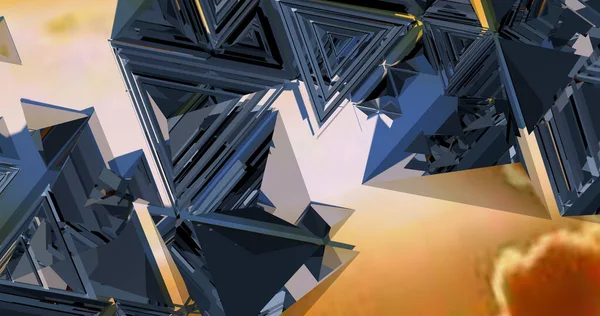 Abstrakcyjne Tło Wykonane Przez Trójkąty Metalowe Piramidy Tworzące Wzory — Zdjęcie stockowe