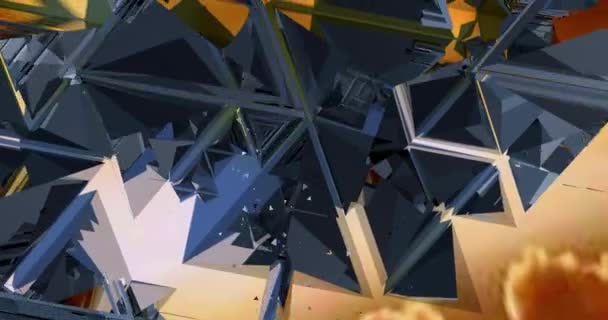 Fondo Abstracto Hecho Por Triángulos Pirámides Metálicas Haciendo Patrones — Vídeos de Stock