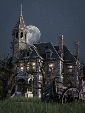 Geceleri avlanan ürpertici bir malikanenin manzarası..