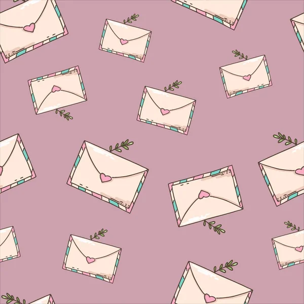 Der Post Taube Nahtlose Muster Umschlag Und Briefpapier — Stockvektor