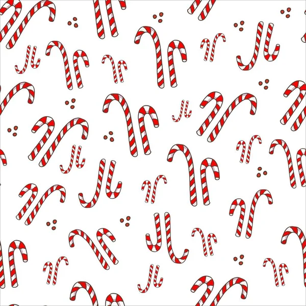 Candy Cane Lollipops Seamless Christmas Background — Stock Vector