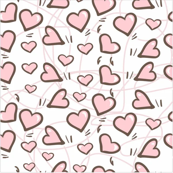 Doodle Background Red Hearts — Stock Vector