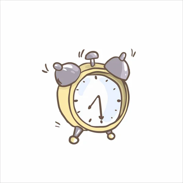 Reloj Despertador Amarillo Dibujos Animados — Vector de stock