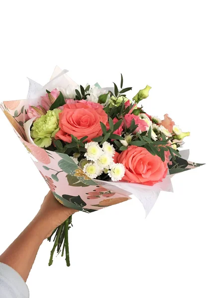 Bouquet Fleurs Vue Sur Dessus Isolé Sur Fond — Photo
