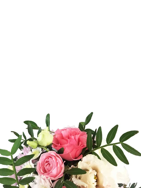 Boeket Bloemen Bovenaanzicht Geïsoleerd Achtergrond — Stockfoto