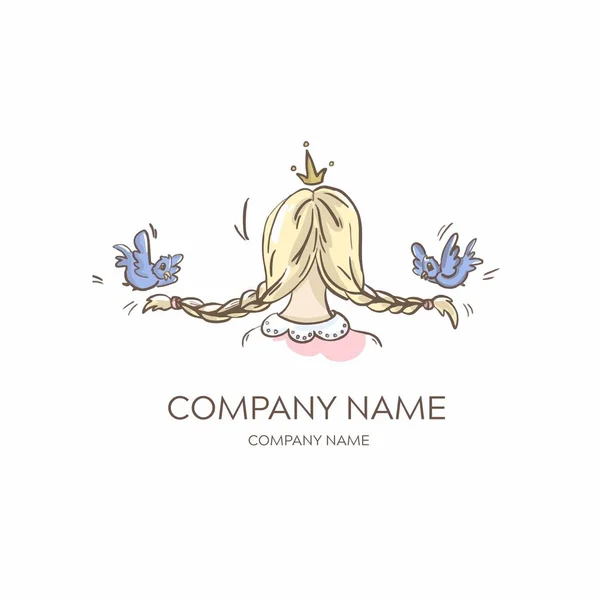 Logo Fairy Princess Crown Birdies — Stock Vector