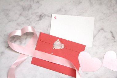 Sevgililer günü, zarf, şerit, gül, kalp, pembe için kompozisyon