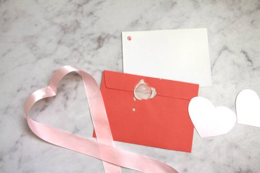 Sevgililer günü, zarf, şerit, gül, kalp, pembe için kompozisyon