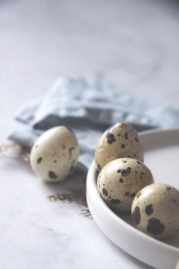 Bıldırcın yumurta çanak havlu kuş tüyleri