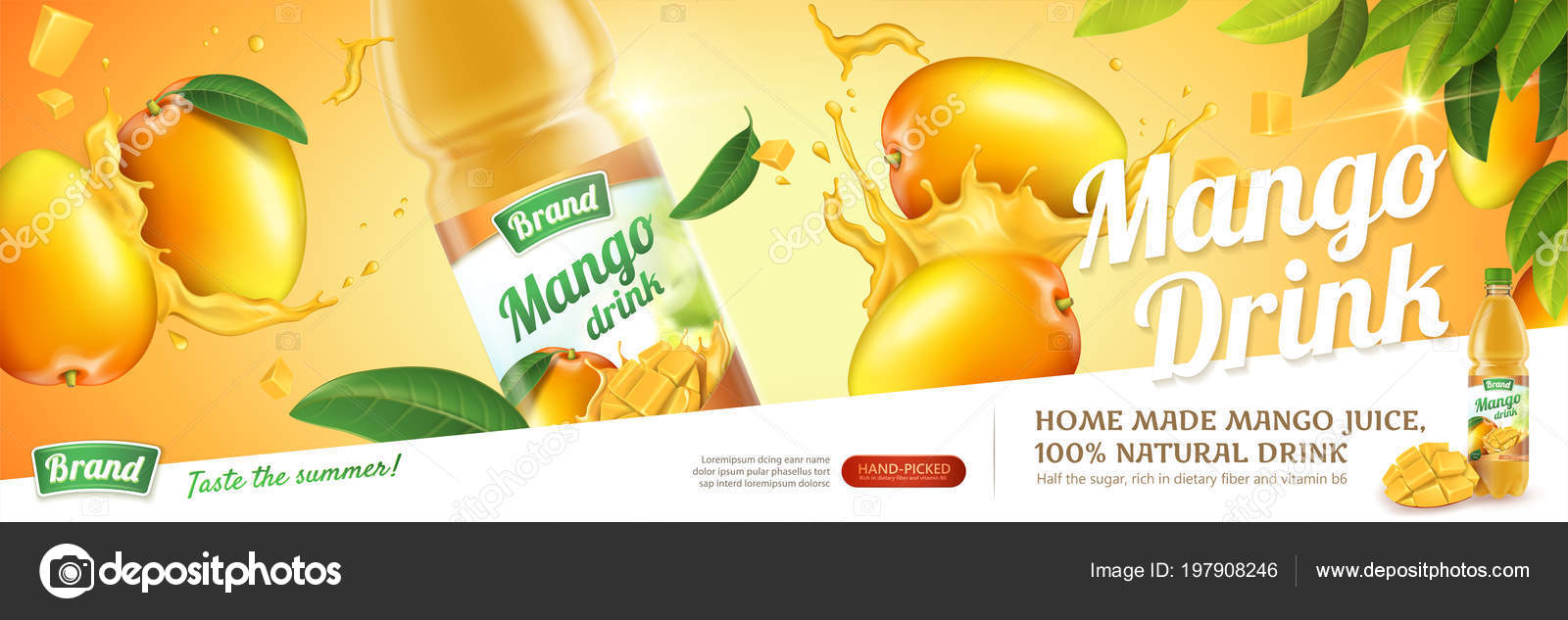 Mango juice Vector Art Stock Images | Depositphotos