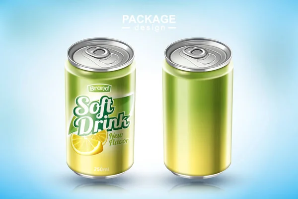 Refreshing Soft Drink Metal Can Design Illustration One Blank Other — Stock Vector