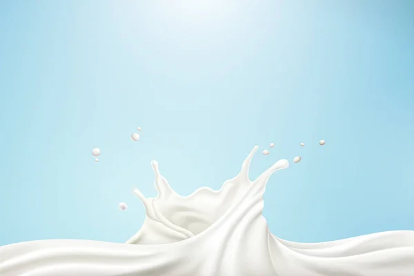 Эффект Мягкого Молока Трехмерной Иллюстрации Синем Фоне — стоковый вектор