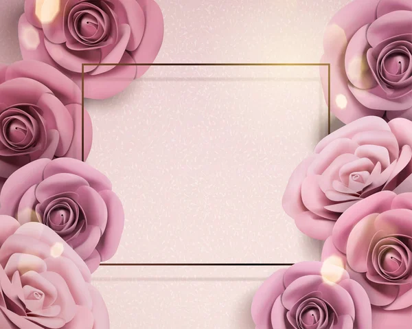 Modello Carta Rose Romantiche Con Effetto Glitter Nell Illustrazione — Vettoriale Stock
