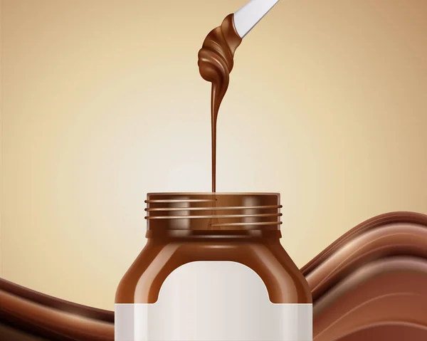 Chocolate espalhado e é recipiente — Vetor de Stock