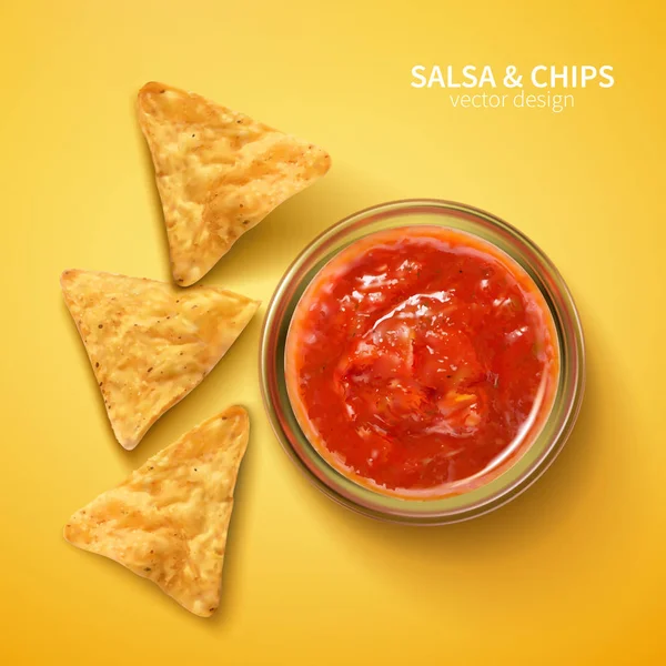Salsa dan Tortilla Chips - Stok Vektor