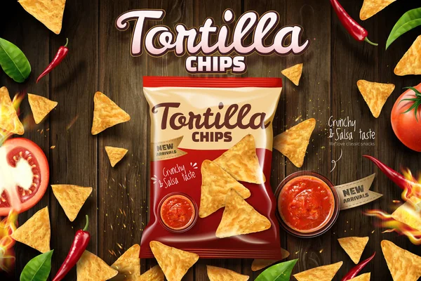 Tortilla chip iklan - Stok Vektor