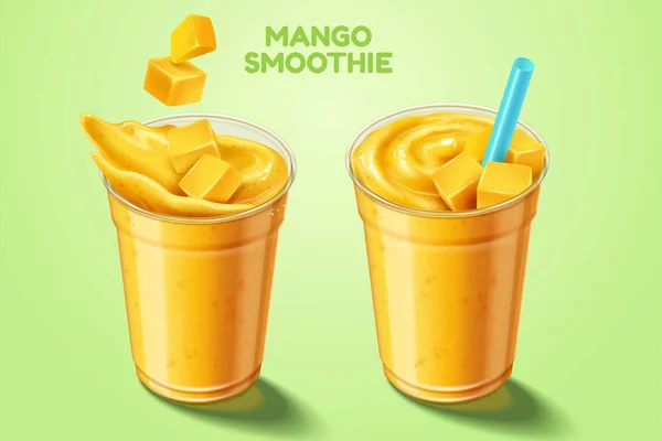 Coupe à emporter smoothie mangue — Image vectorielle