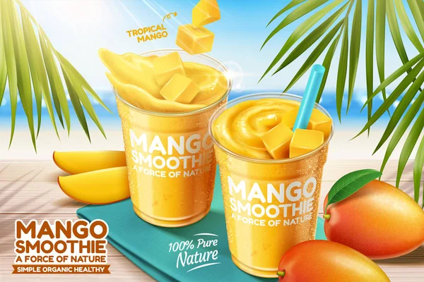 Mango smoothie advertenties — Stockvector