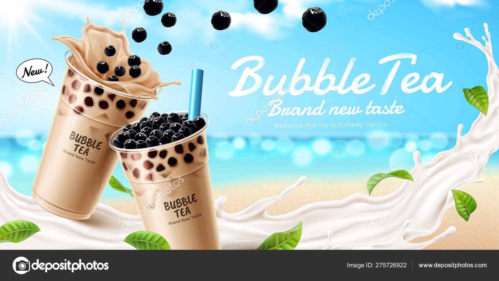 Download Bubble Milk Tea Ads Stock Vector Image By C Mitstudio 275726922