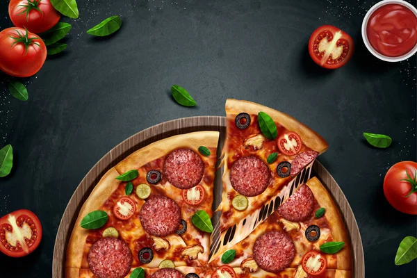 佩佩龙尼披萨广告 — 图库矢量图片
