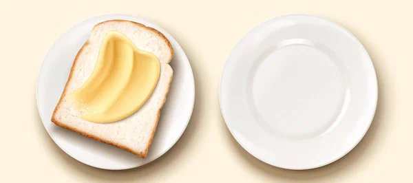 Máslo rozložené na toast — Stockový vektor