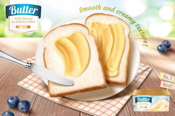 Gladde boter advertenties — Stockvector