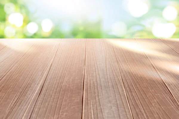 Table en bois avec fond paillettes — Image vectorielle