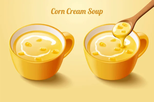 Elementos de sopa de crema de maíz — Vector de stock