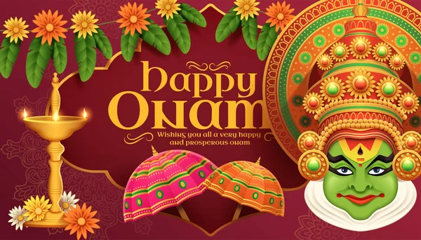 Glad Onam Kathakali illustration — Stock vektor