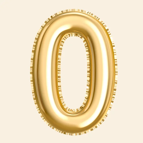 Golden color balloon number 0 — Stock Photo, Image