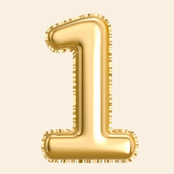 Golden color balloon number 1 — Stock Photo, Image
