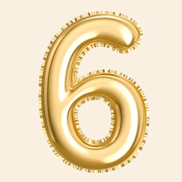 Golden color balloon number 6 — Stock Photo, Image
