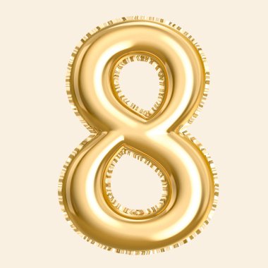 Golden color balloon number 8 clipart