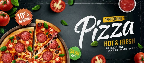 Pepperoni bannières publicitaires pizza — Image vectorielle