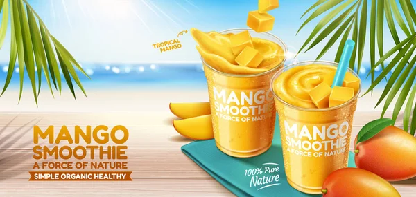 Mango Smoothie Banner Werbung — Stockvektor