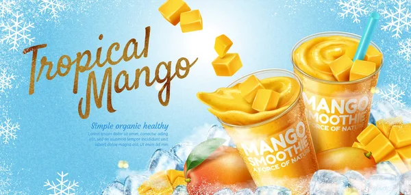 Anuncios de pancartas de batido de mango — Archivo Imágenes Vectoriales