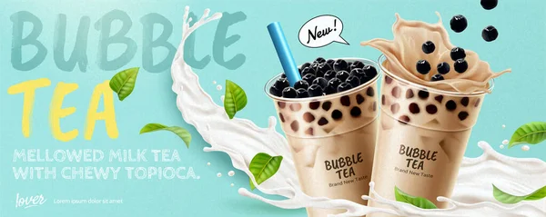 Bubble Tea Werbebanner — Stockvektor