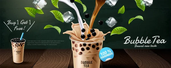 Bubble chá banner anúncios — Vetor de Stock