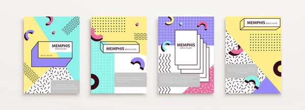 Zestaw Szablonów Okładek Projekcie Memphis Stosowania Broszurach Prezentacjach Ulotkach Okładkach — Wektor stockowy