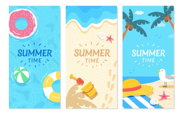 夏季销售封面模板 风格单一 旅行和度假的概念 用于网站广告 卷起横幅使用 — 图库矢量图片