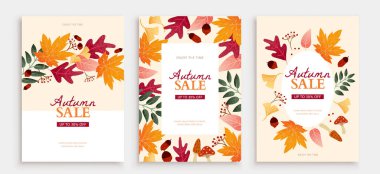 Elle çizilmiş basit sonbahar yeşillik kapağı etkinlik veya satış promosyonuna uygulanabilir