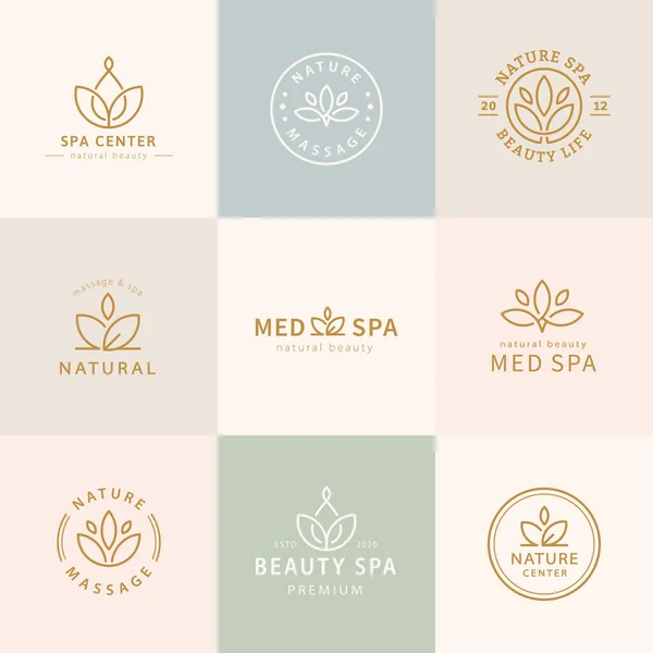 Conjunto Diseño Logo Loto Concepto Zen Paz Aplicable Spa Yoga — Vector de stock