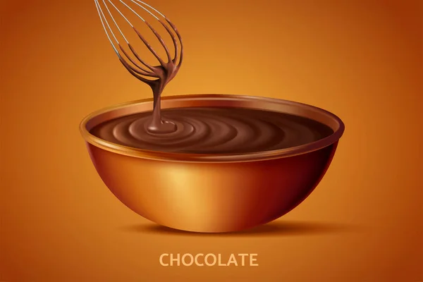 Tigela Creme Chocolate Ilustração Elemento Isolado Fundo Laranja — Vetor de Stock