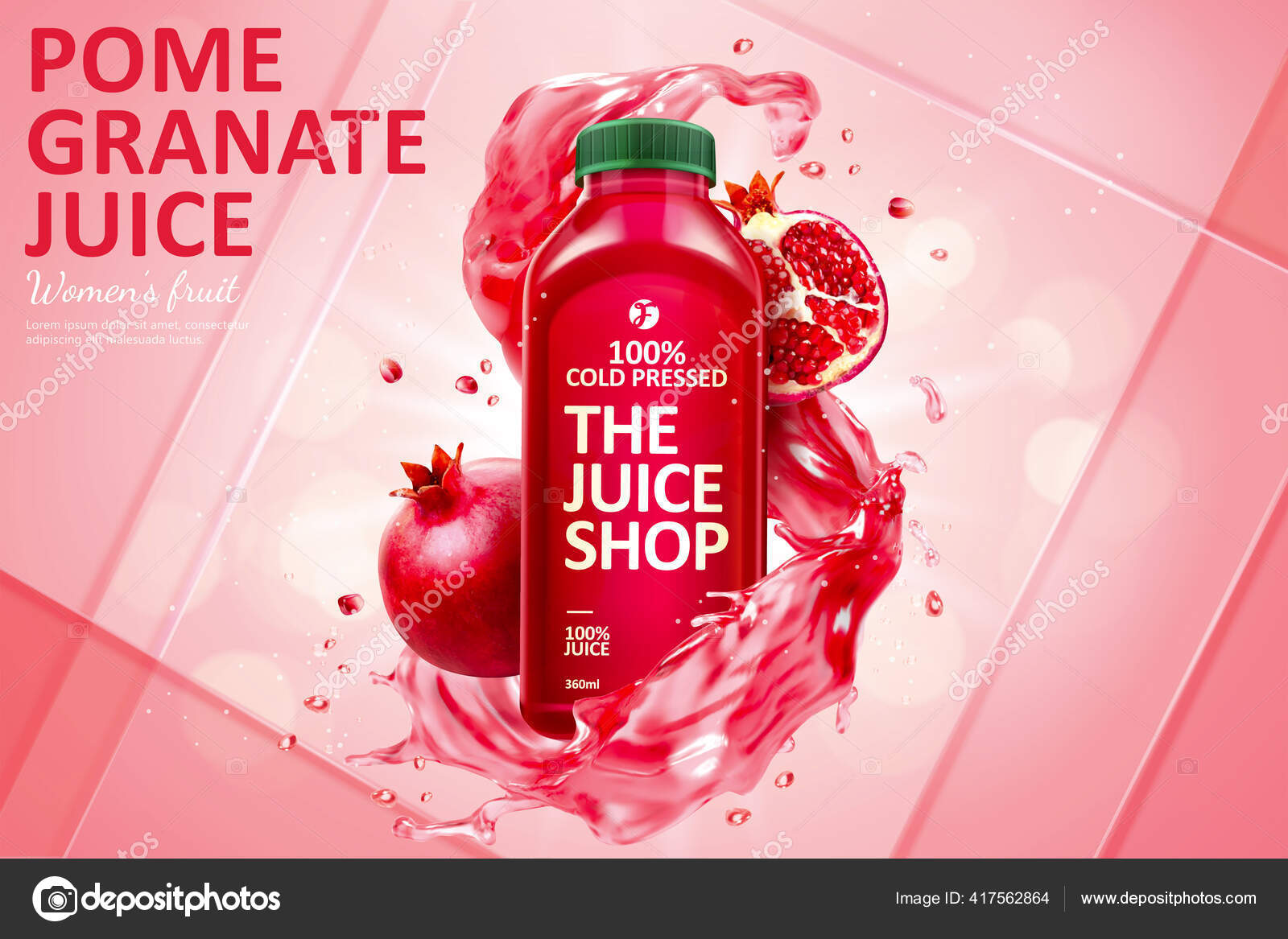 Download Pomegranate Juice Illustration Bottle Mockup Surrounded Water Splash Fresh Fruit Stock Vector Royalty Free Vector Image By C Mitstudio 417562864