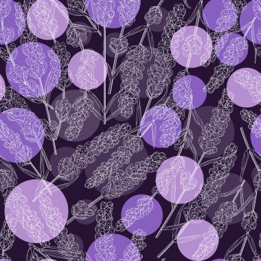 Mor lavanta çevrelerinde, çiçeklerin suluboya tarzı bir arka plan üzerinde sorunsuz arka plan. zarif çiçekler. vektör adam