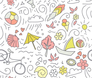  desen, Bisiklet, kaykay, top, süsleri ile kabuklar ve çiçekler.