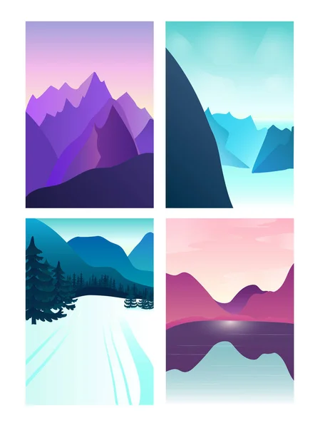 Set Vector Background Abstract Skyline Illustration Flat Design Vector Illustration — Stock Vector