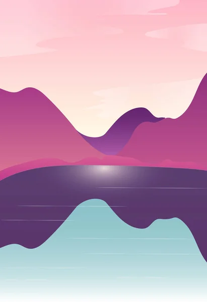 Montañas Fondo Vectorial Con Ilustración Paisaje Poligonal Diseño Plano Ilustración — Vector de stock