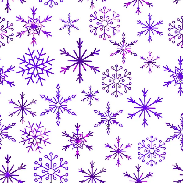 Padrão sem costura de neve de Natal com belos flocos de neve caindo e espalhados no ornamento de repetição de telhas de neve de inverno — Vetor de Stock
